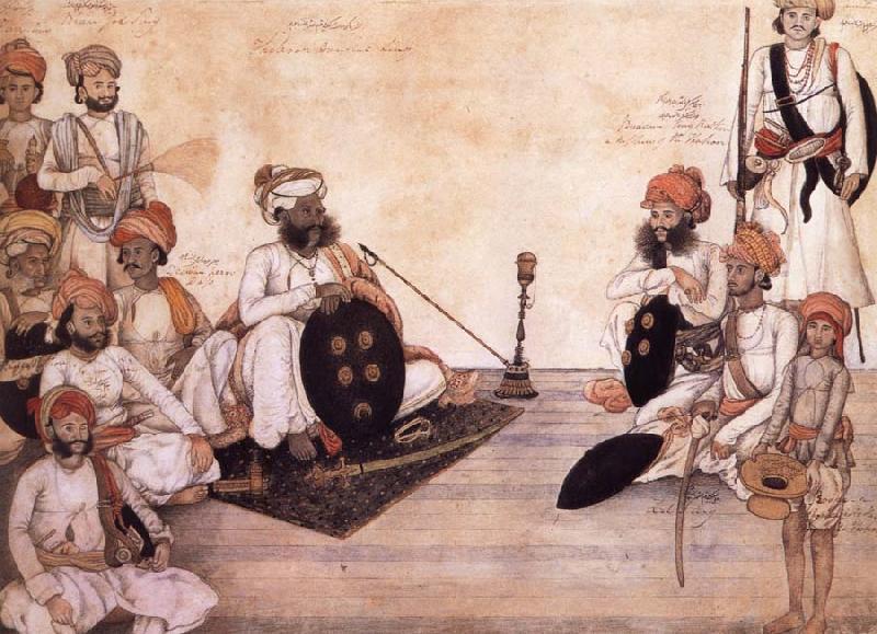 unknow artist Thakur Daulat Singh,His Minister,His Nephew and Others in a Council